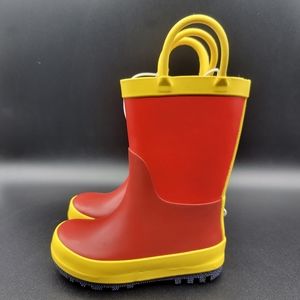 Cat & Jack Toddler Little Kids Rain Boots Size 6C Red Yellow Pre-School New